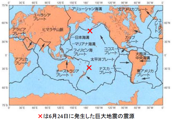6月24日の地震の震源