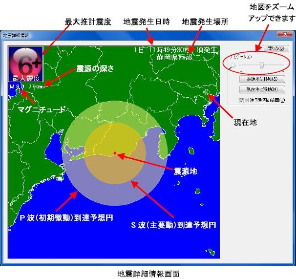 地震詳細情報画面