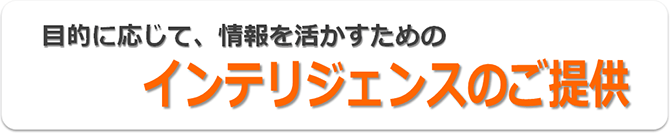 目的に応じて、情報を活かすためのインテリジェンスのご提供