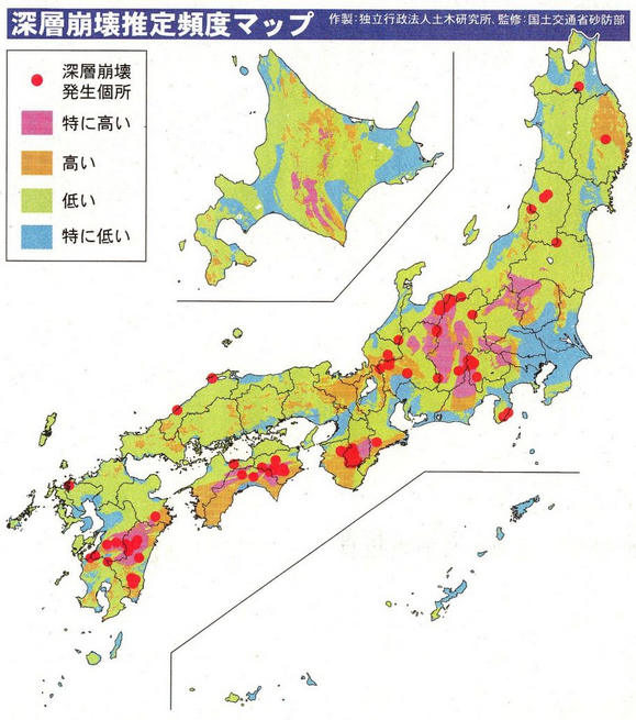 深層崩壊推定頻度マップ