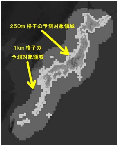 高解像度降水ナウキャストの取得範囲